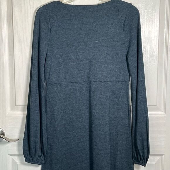Chasor Sz M Blue Midi Dress High Low Hemline Long Sleeve - Picture 8 of 13